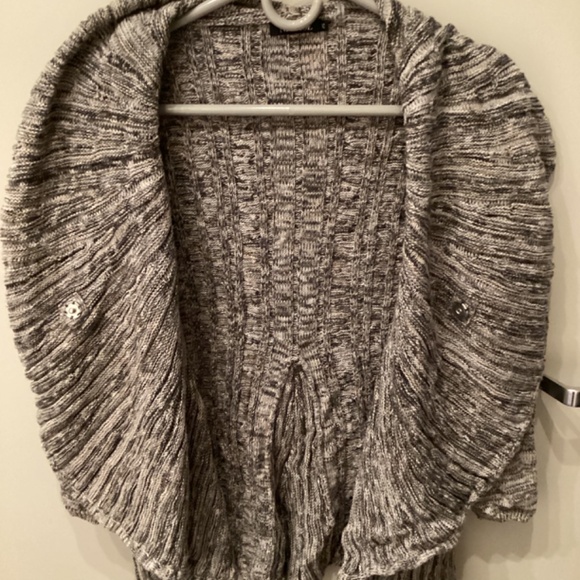 NIC + ZOE Womens Knit Cardigan Size Small Petite PS Gray Tan Marled Snap Closure - Picture 11 of 12